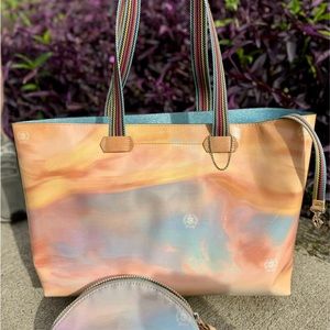 Consuela Pastel Swirl Tote with Striped Handles